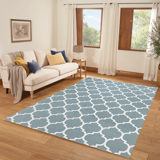 Large Area Living Room Rugs Lattice Printed