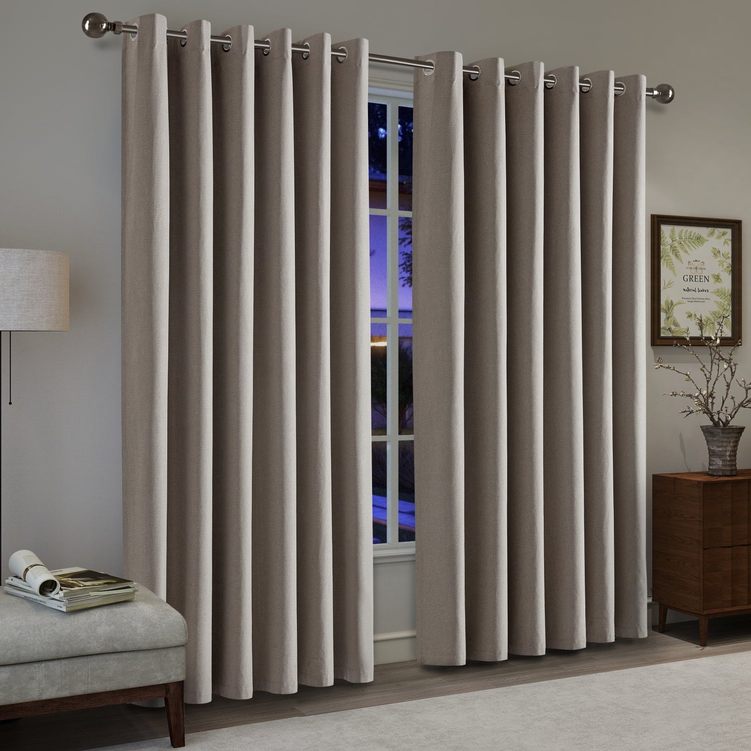 Beige ready made curtains