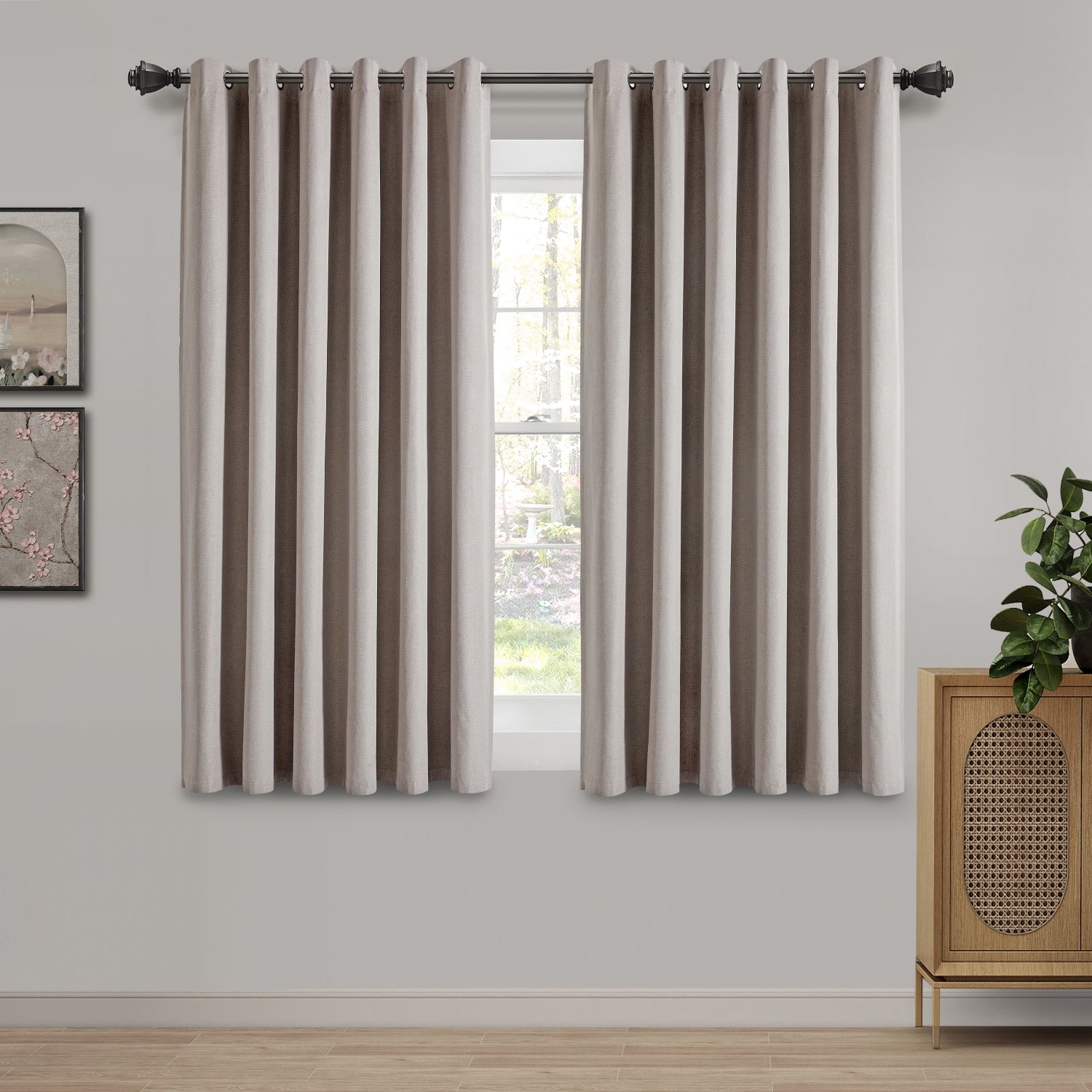 Beige ready made curtains