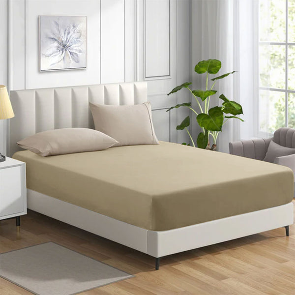Beige Sheets Plain 25cm Deep Fitted Sheets