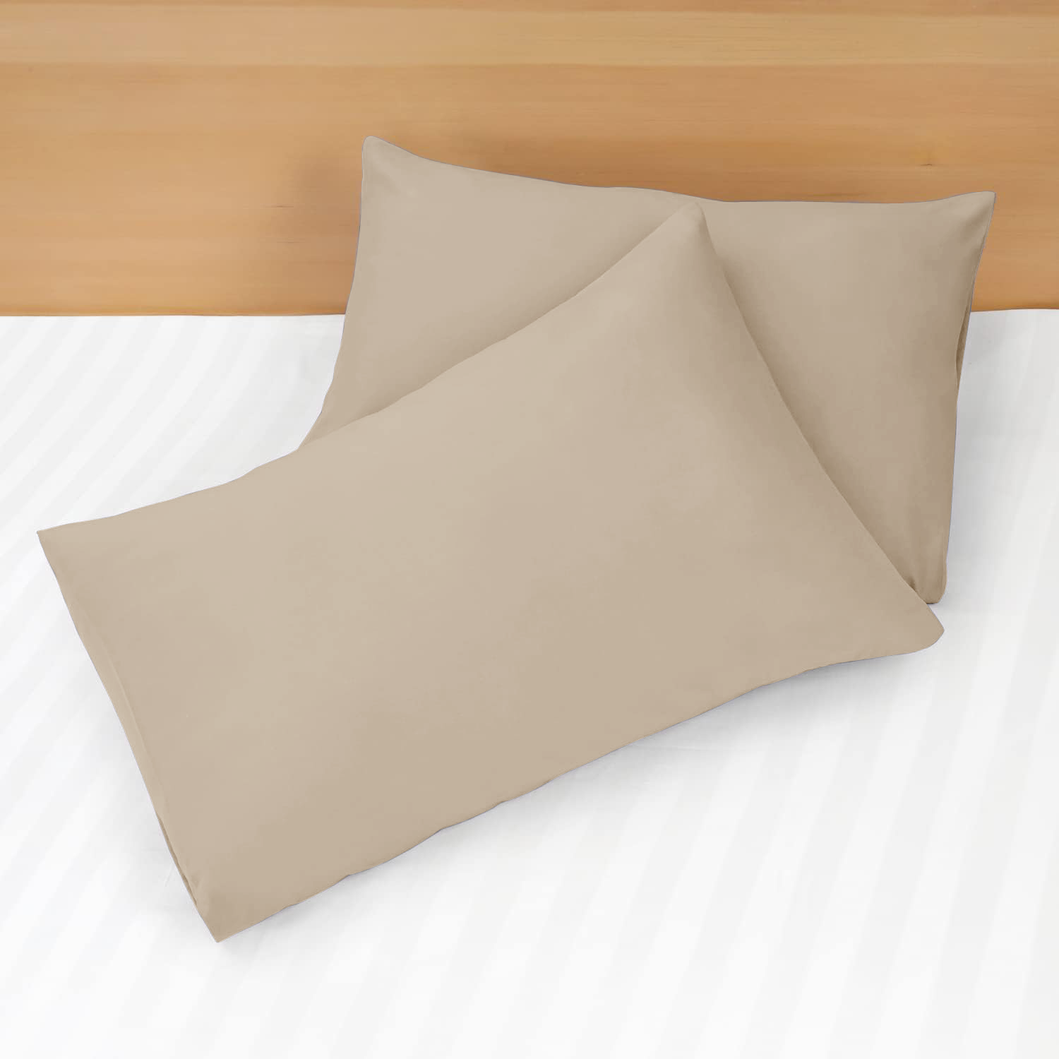 4 Piece Plain Bedding Set Beige