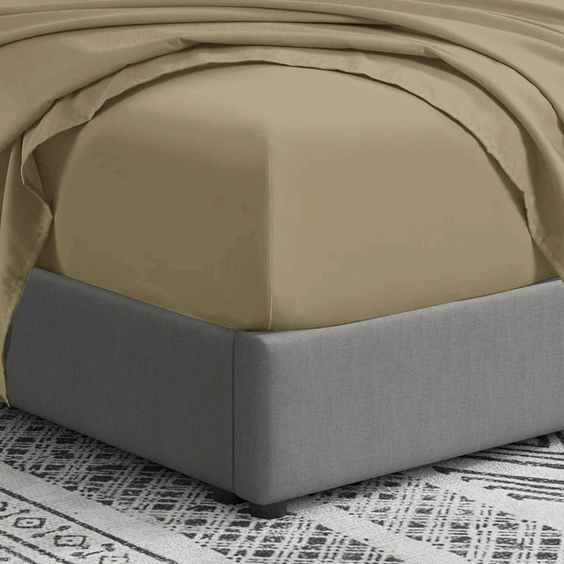 Beige Sheets Plain 25cm Deep Fitted Sheets