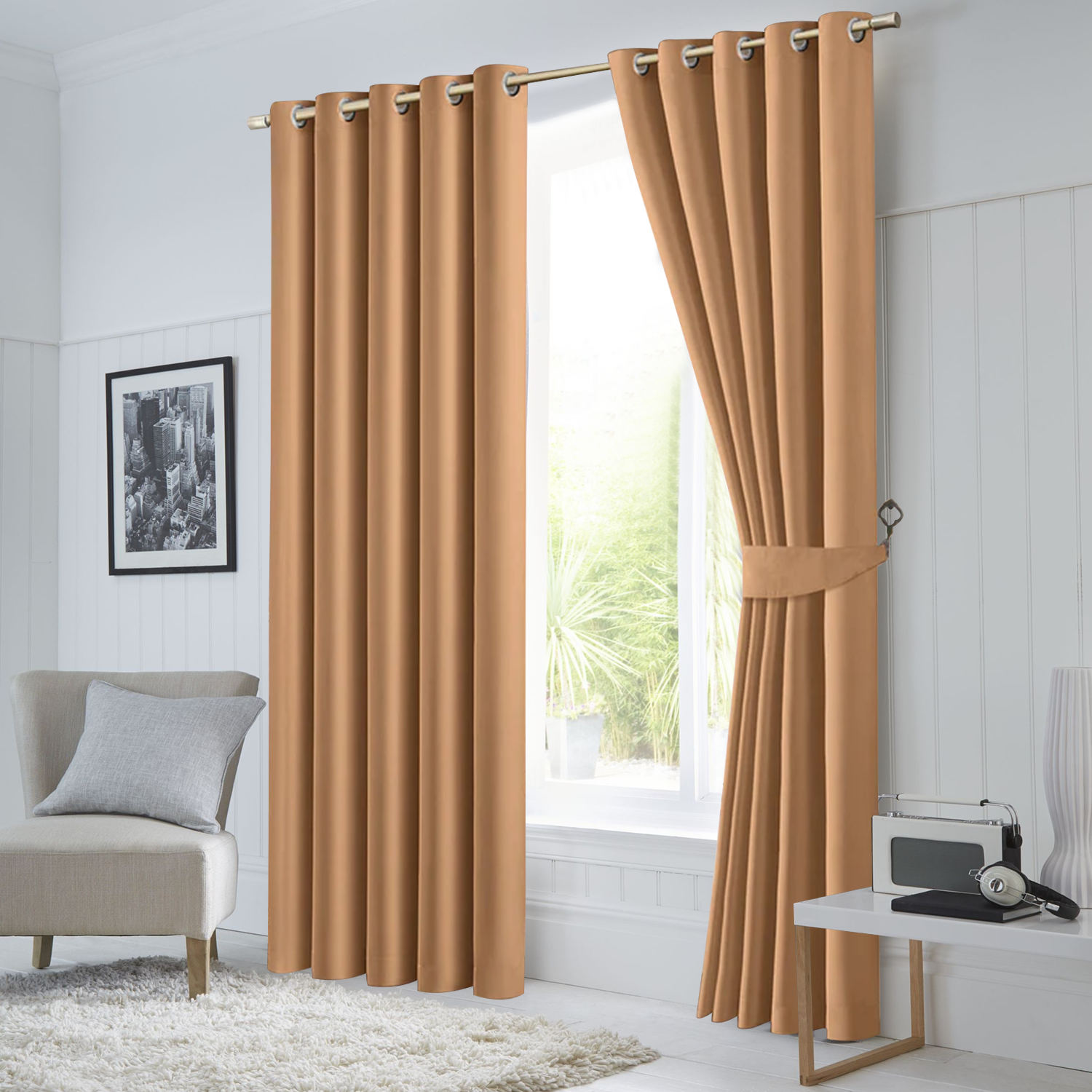 Beige Blackout Curtains Eyelet