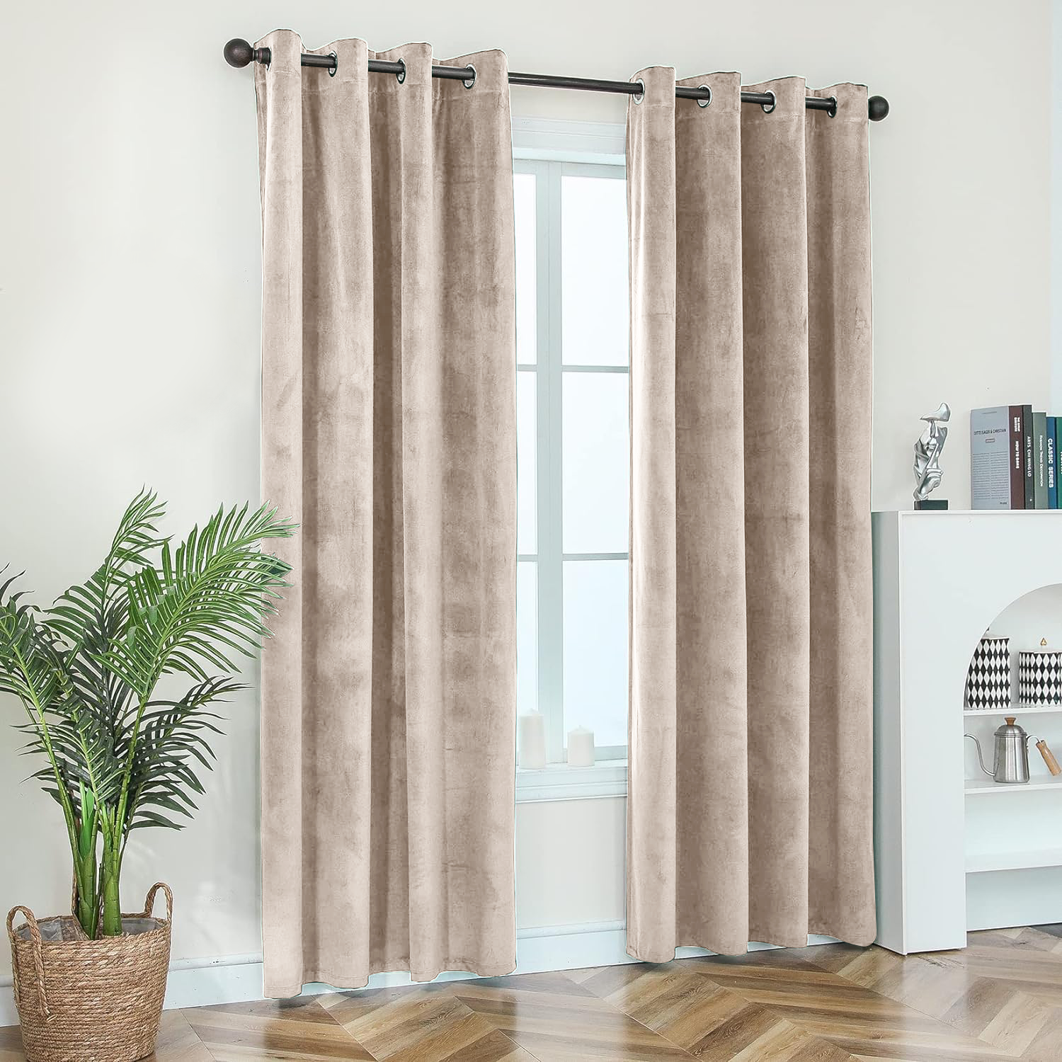 Beige Velvet Curtains