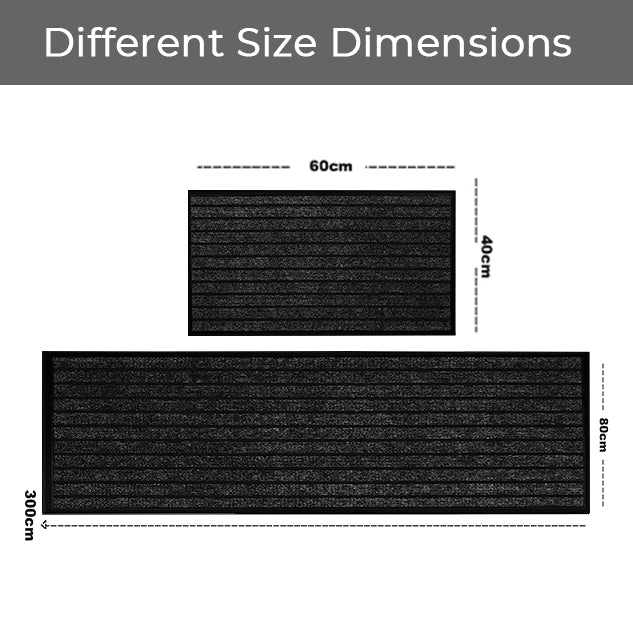 Black Door Mat Non Slip Rubber PVC Dirt Trapper