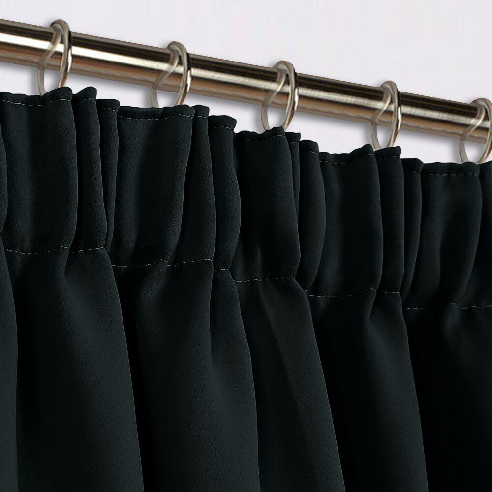 Black Pencil Pleat Curtains Thermal Blackout