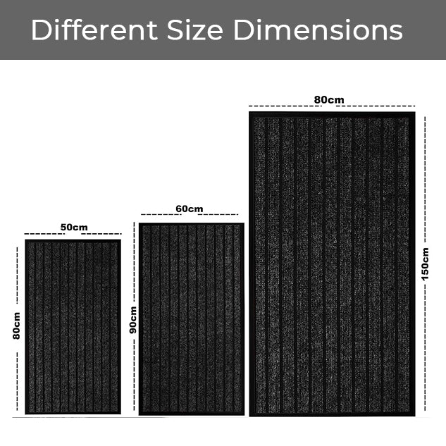 Black Door Mat Non Slip Rubber PVC Dirt Trapper