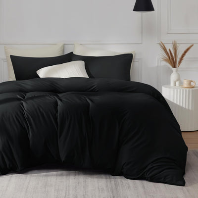 Black Duvet Cover With Pillowcases