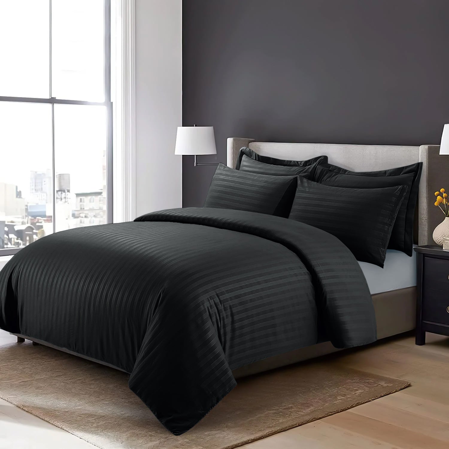 Black Stripe Duvet Cover Set