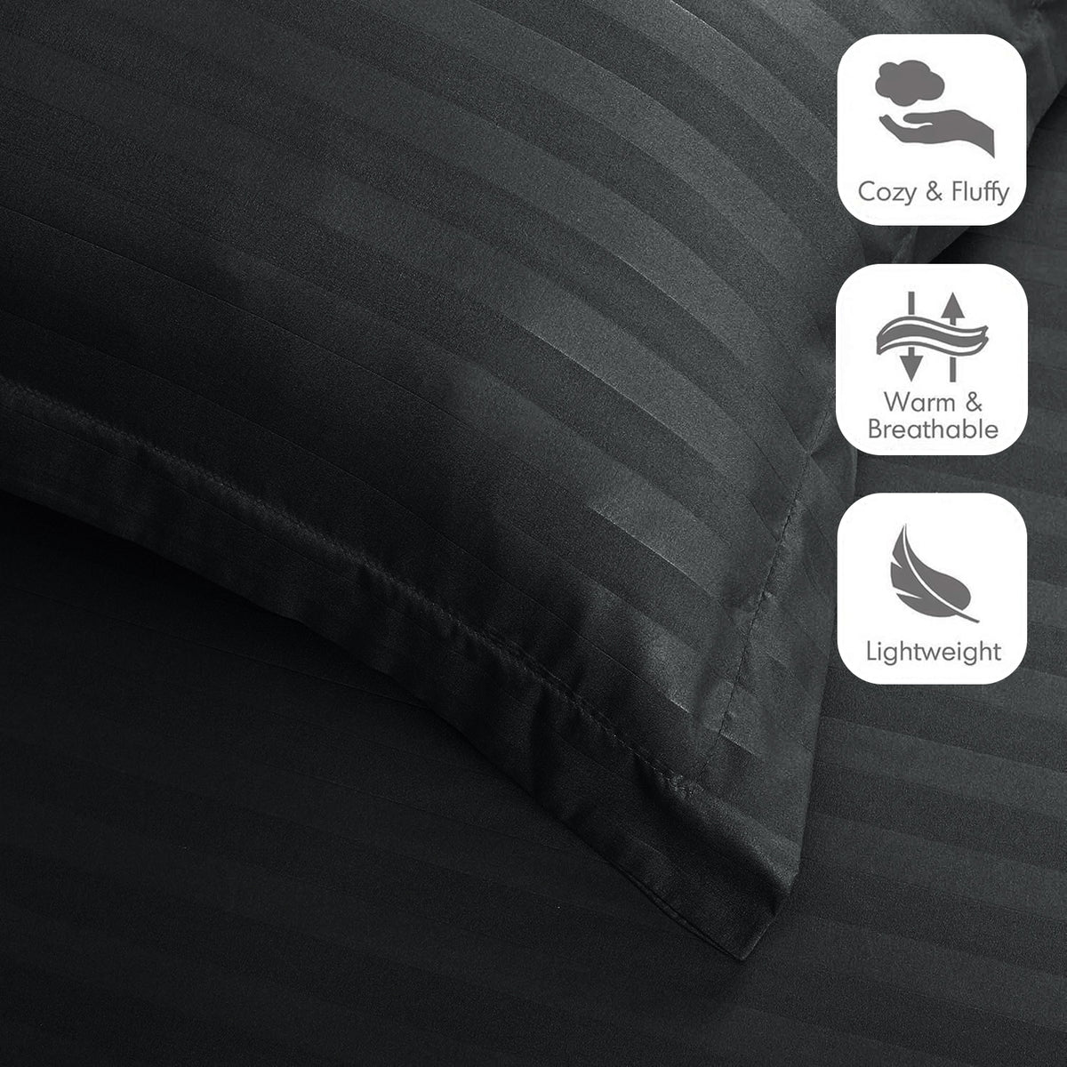4 Piece Striped Duvet Cover Complete Bedding Set