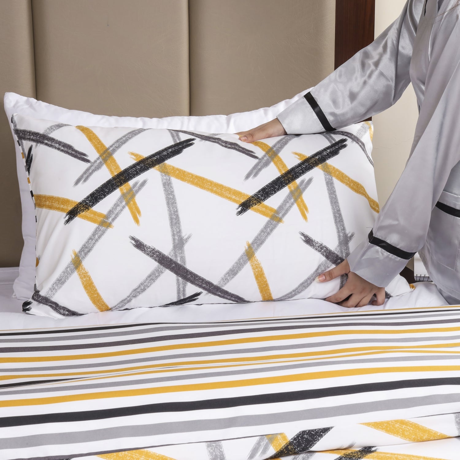 Ochre Stripe Duvet Cover Set