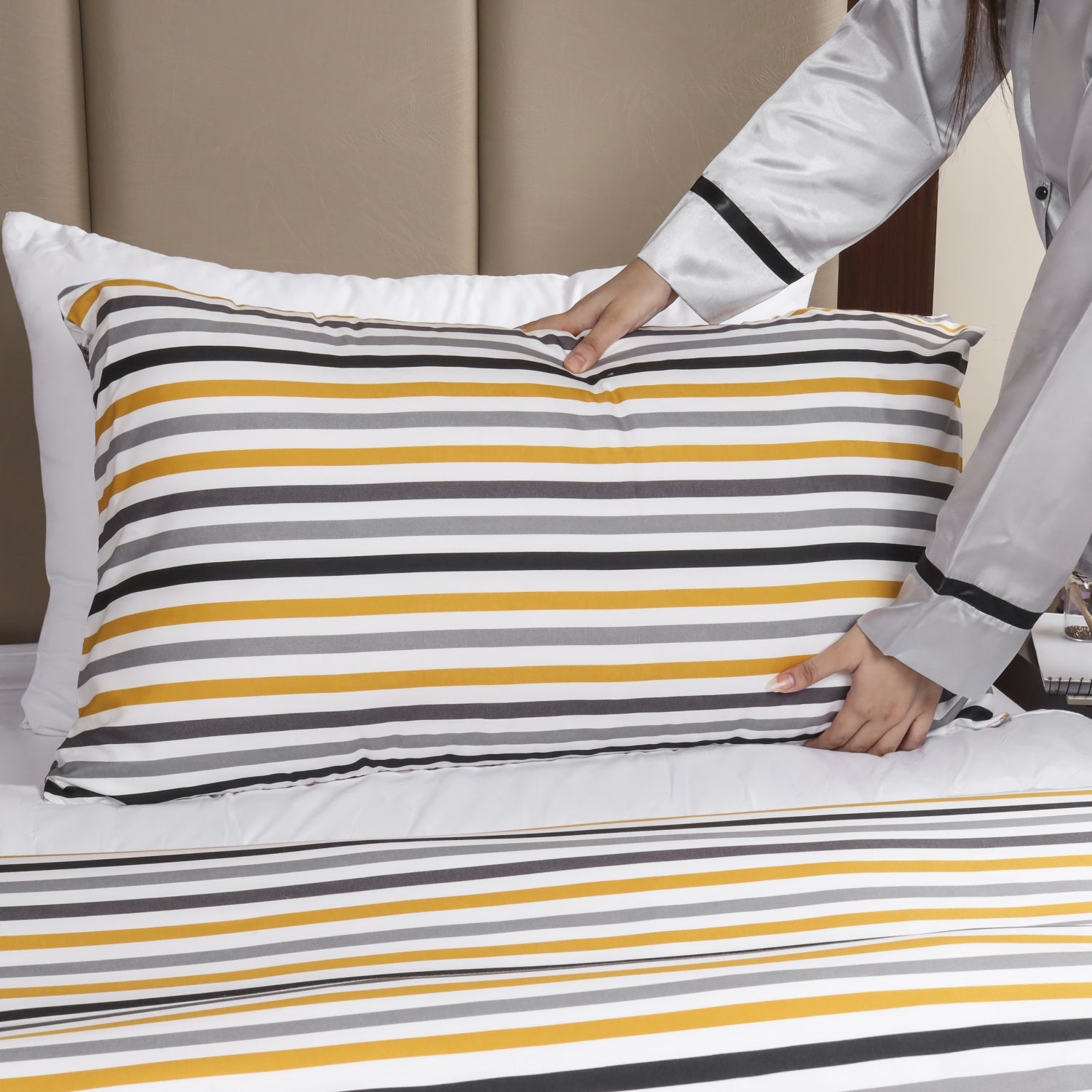 Ochre Stripe Duvet Cover Set