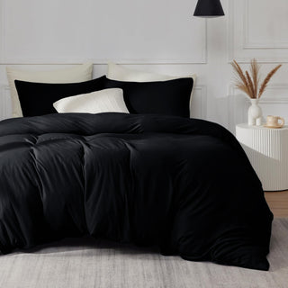 Black Duvet Cover Bedding Set Plain Dyed