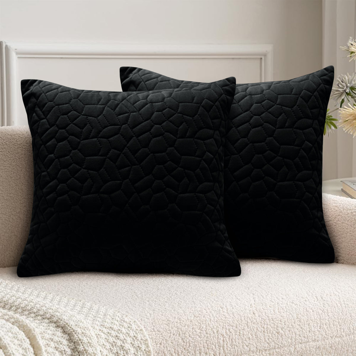 18x18 Pack Of 2 Velvet Cushion Cover Pebbles Pattern