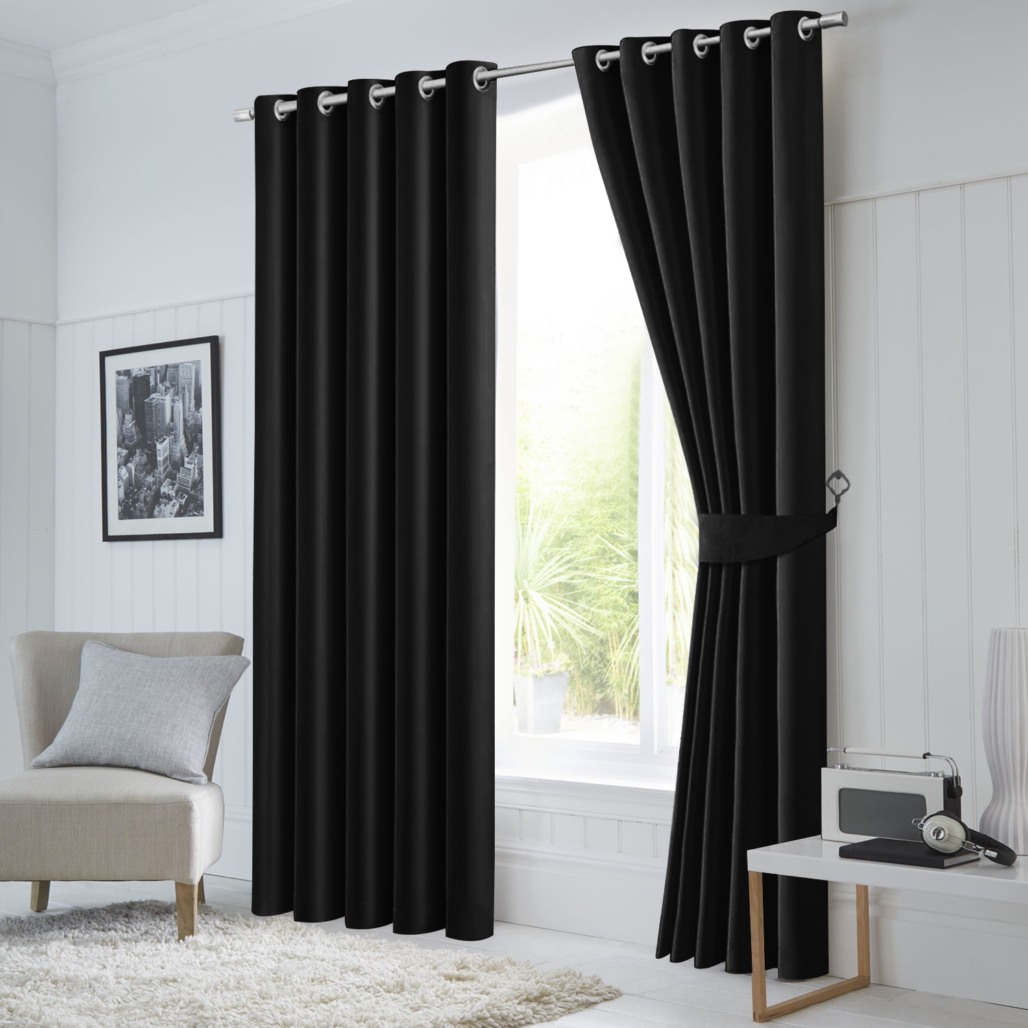 Black Blackout Curtains Eyelet