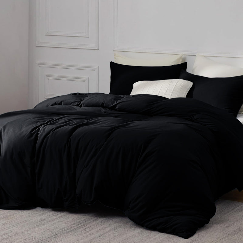 Black Duvet Cover Bedding Set Plain Dyed