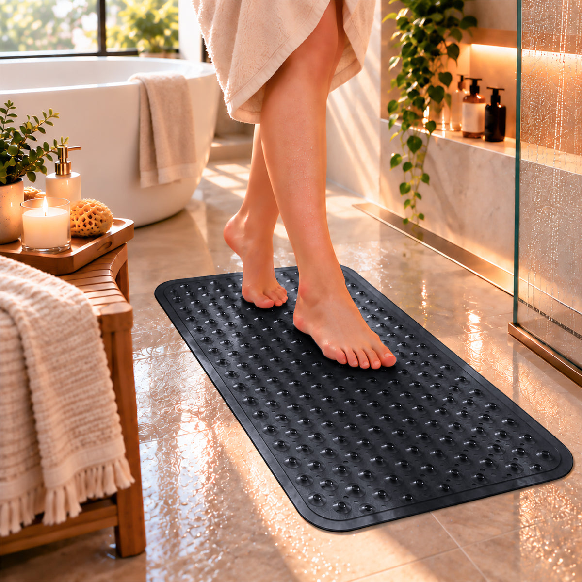 Non Slip Shower Mat for Elderly Safe, Secure & Comfortable Bathing