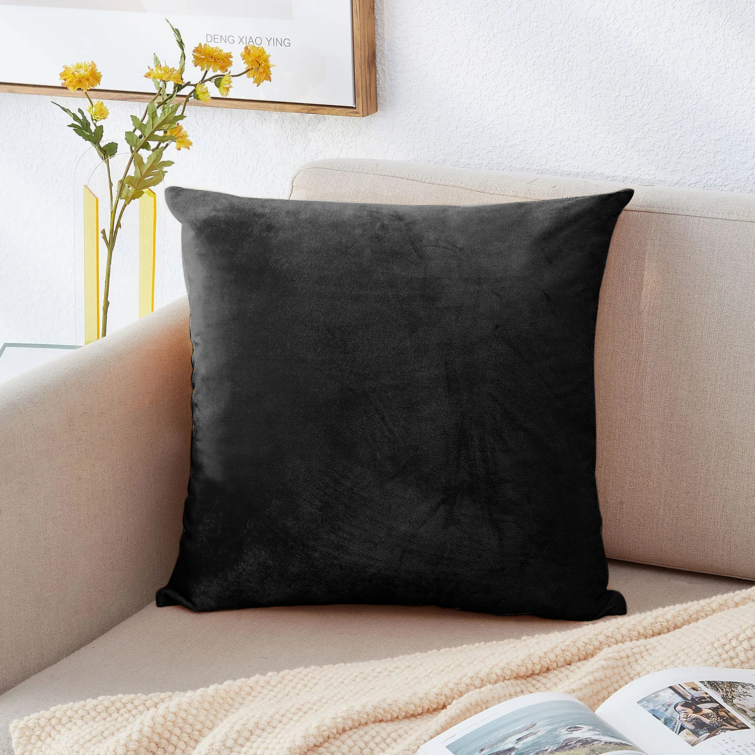 black cushion covers