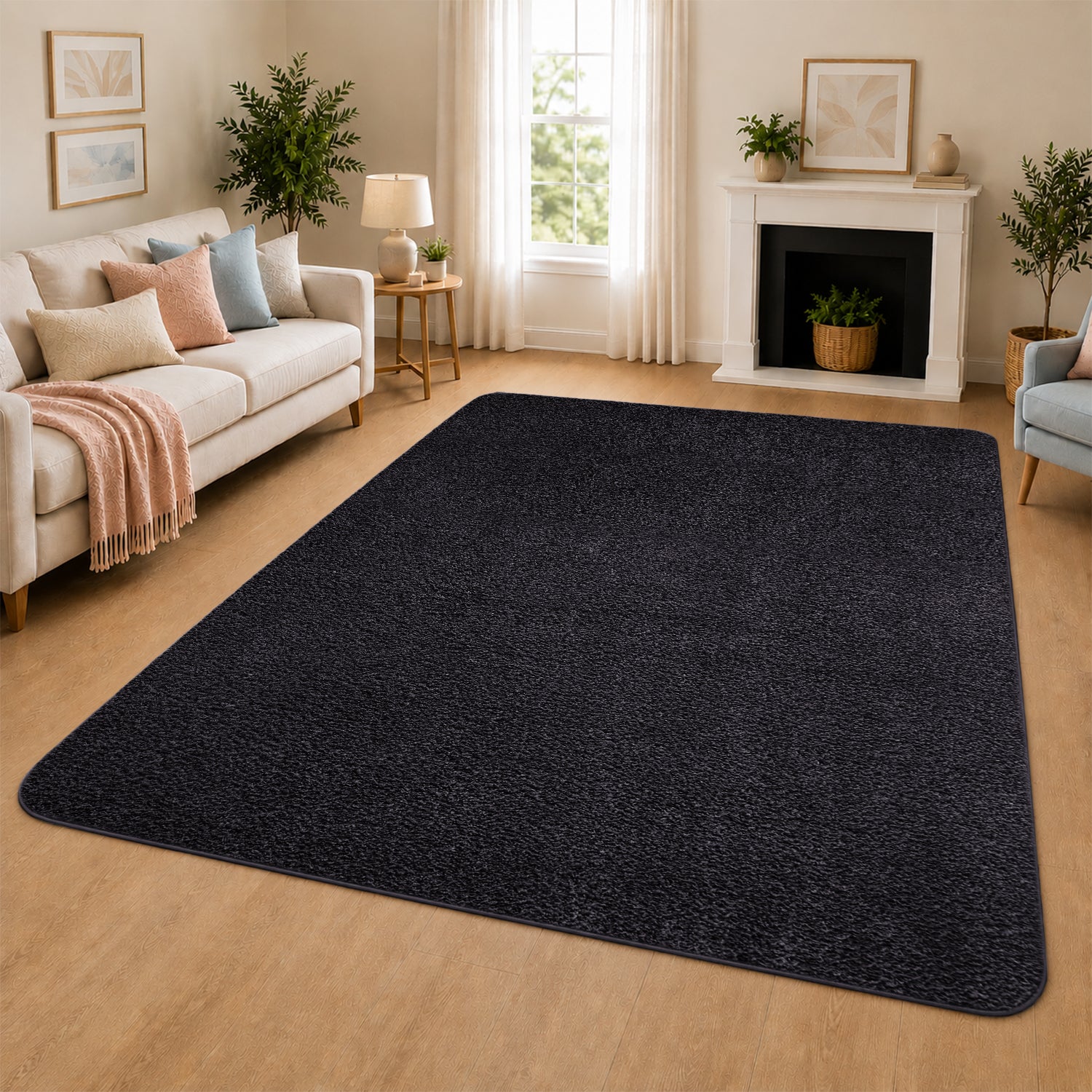 Fluffy Large Area Rug - Low Pile & Thick Pashmina Style