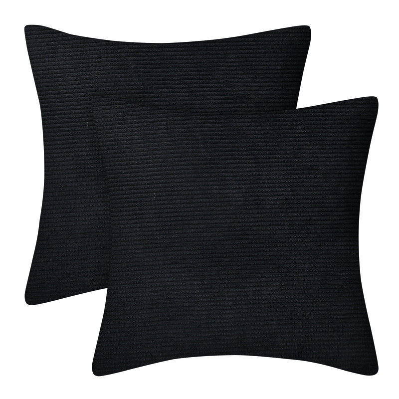 Velvet Corduroy Cushion Covers Black