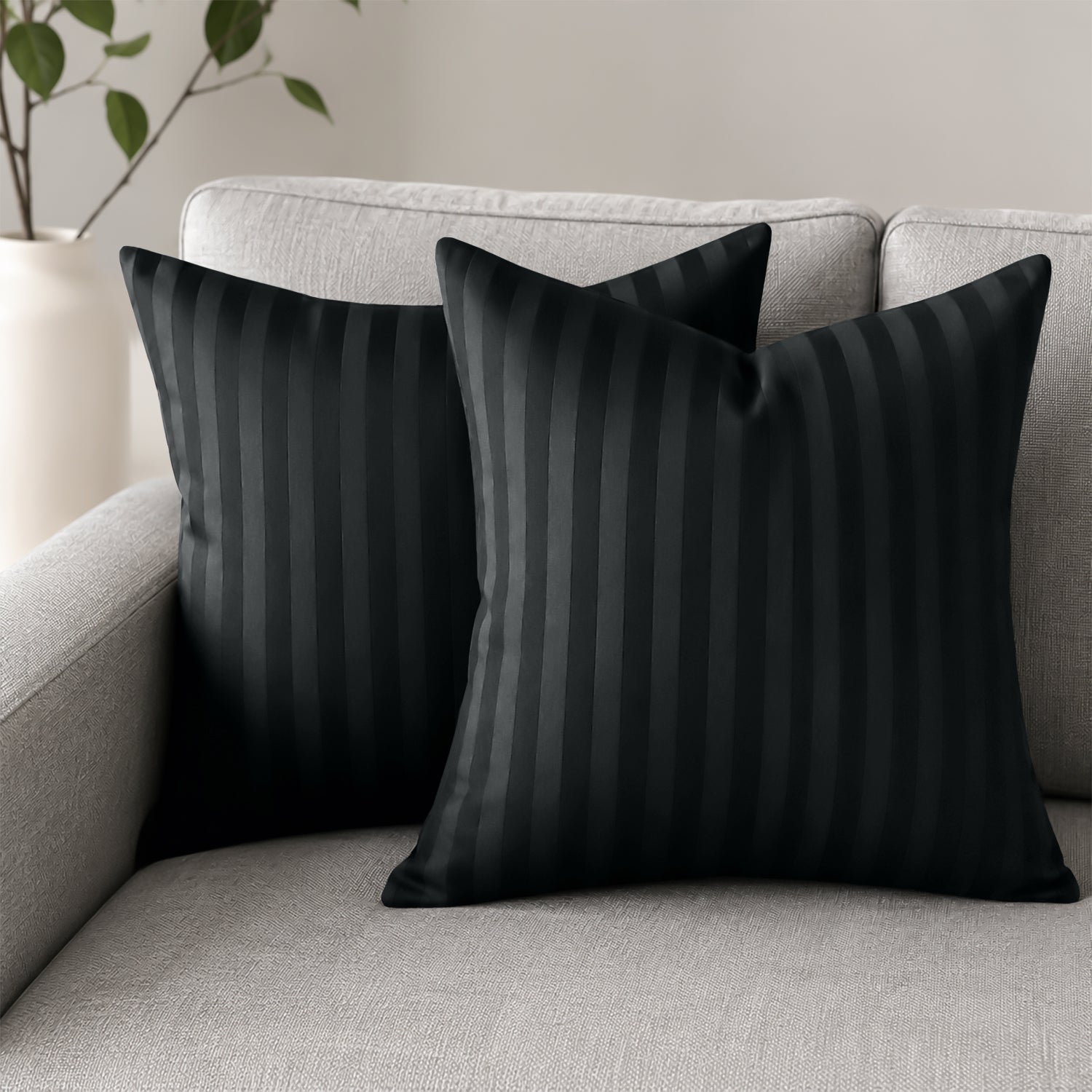 Pair of Soft Microfibre Stripe Cushion Covers for Bed & Living Room Decor