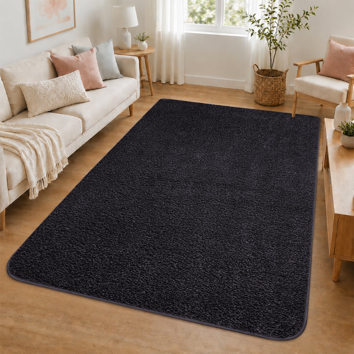 Fluffy Large Area Rug - Low Pile & Thick Pashmina Style