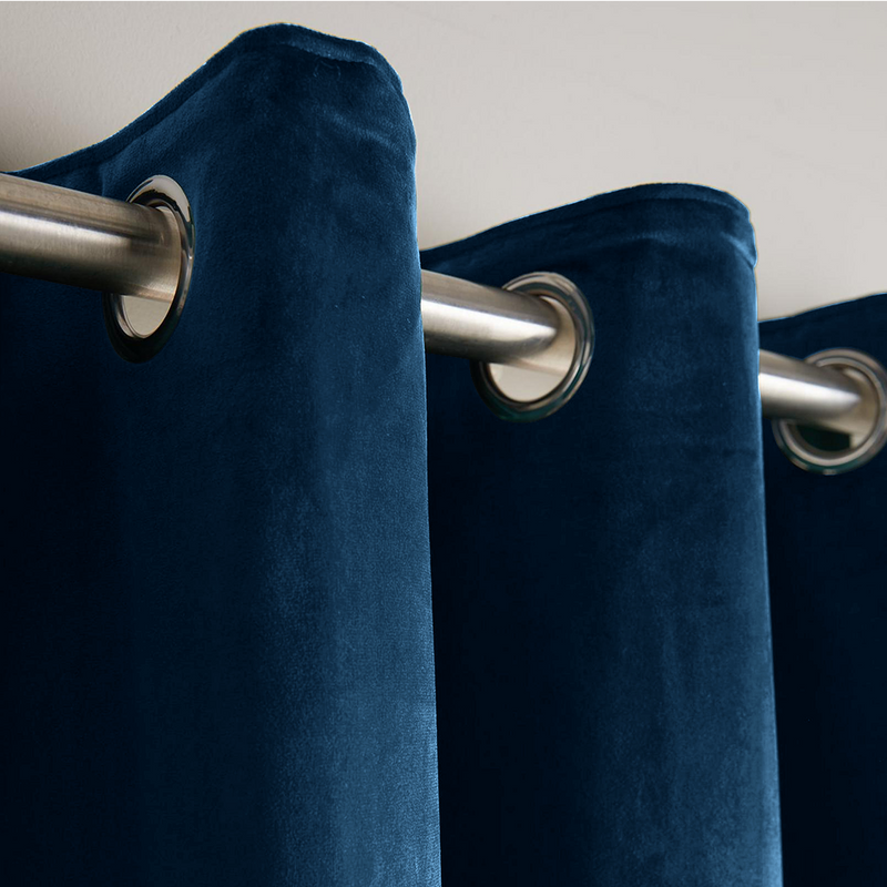 Blue Velvet Curtains Readymade Eyelet Curtain