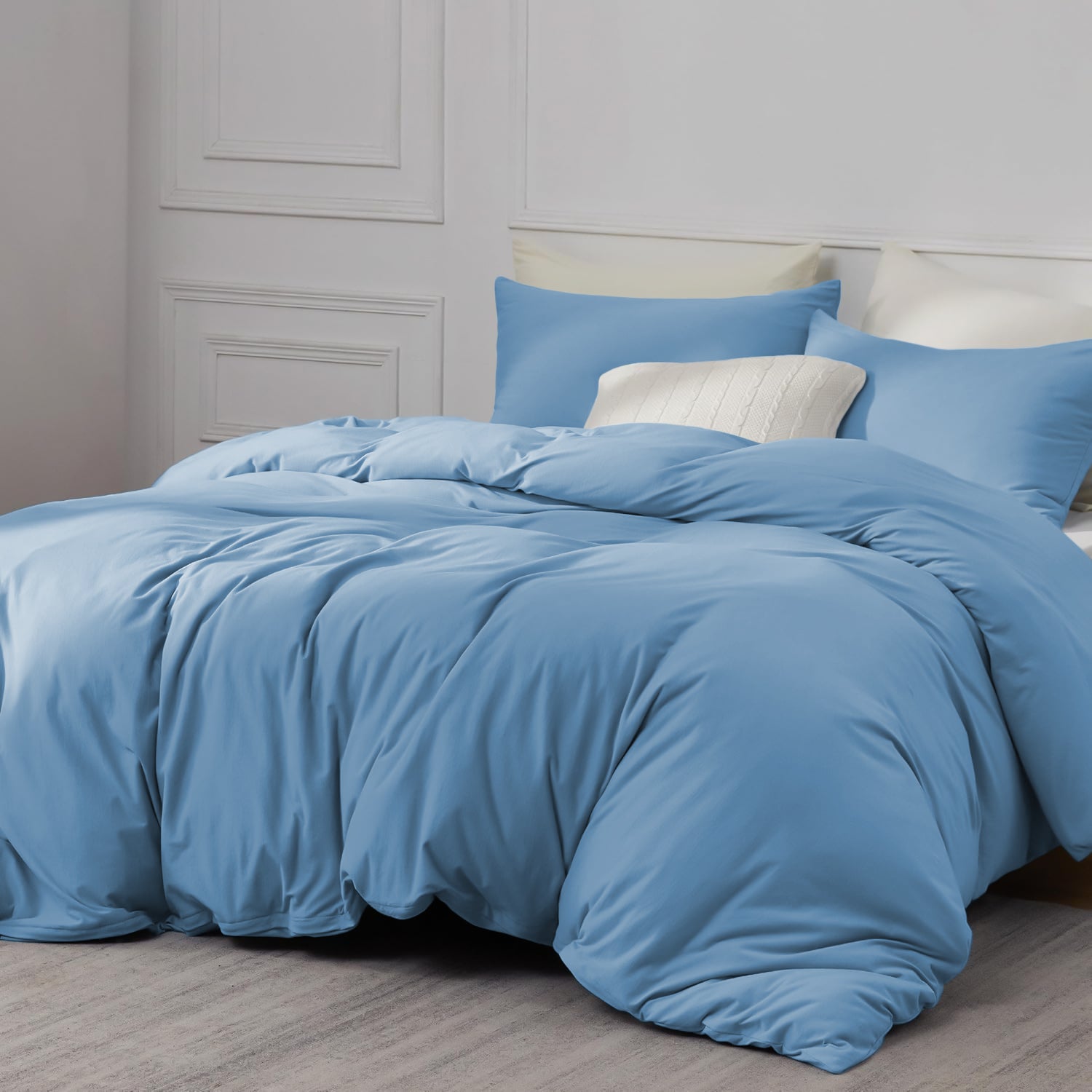 Light Blue Plain Duvet Cover & Pillowcase Set