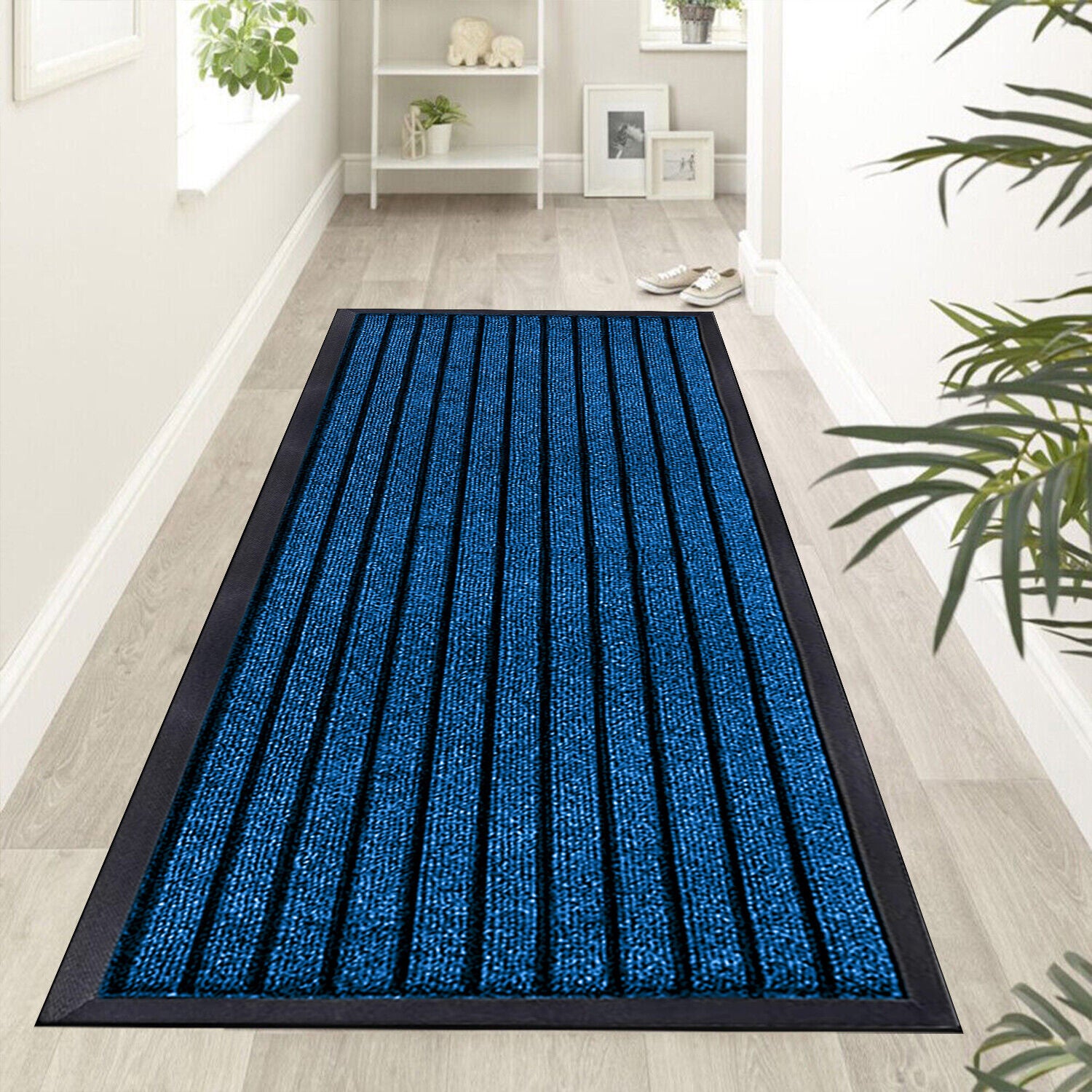 Blue Door Mat Non Slip Rubber PVC Dirt Trapper