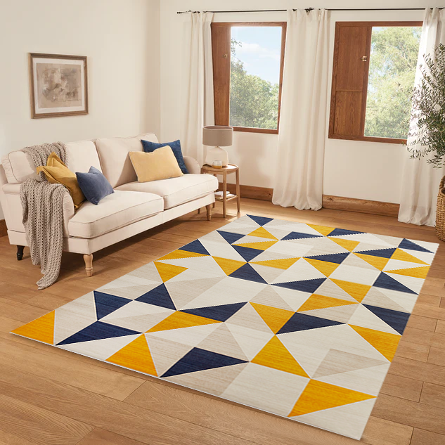 Large Area Living Room Rugs Triangle Geometric Printed