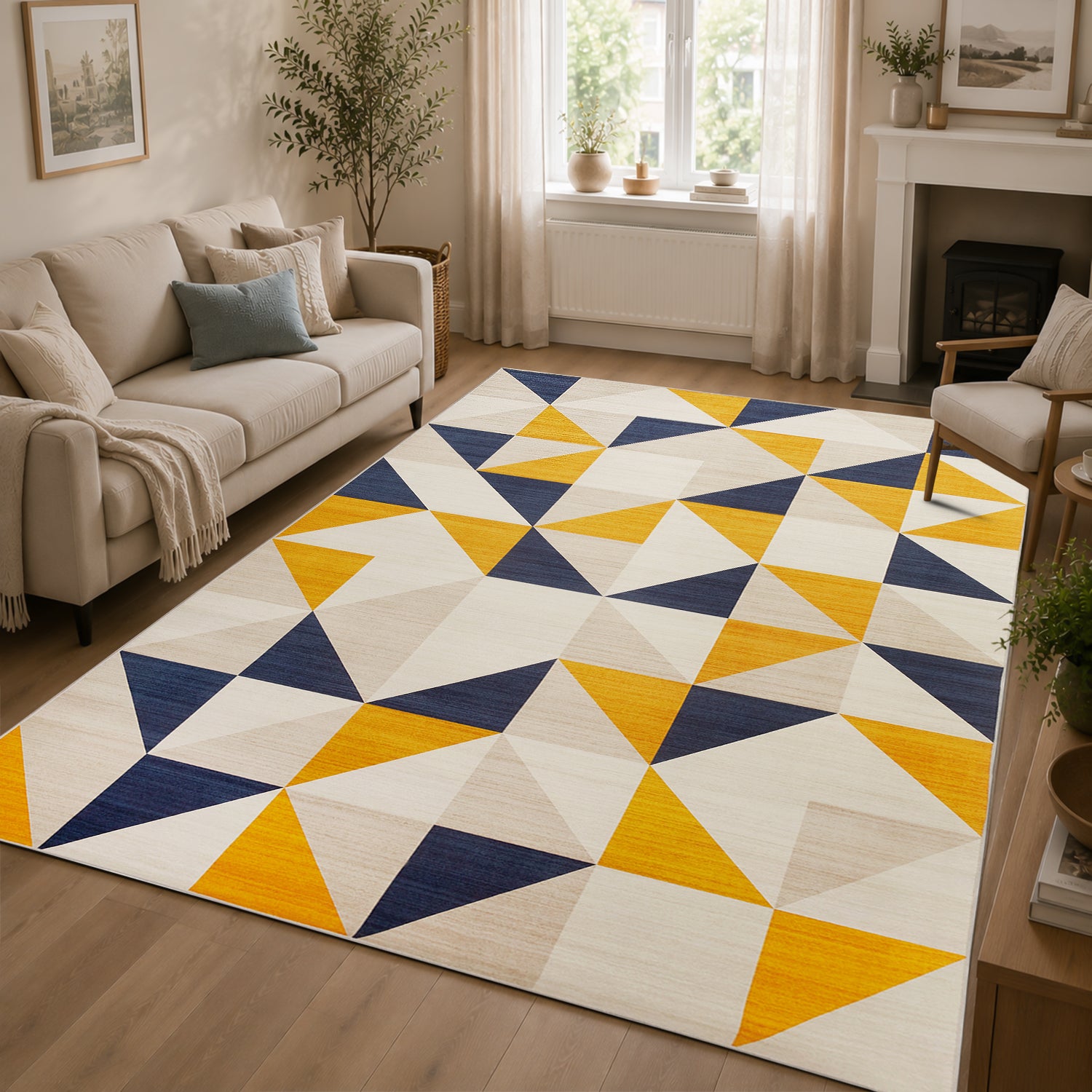 Triangle Pattern Geometric Rug for Living Room