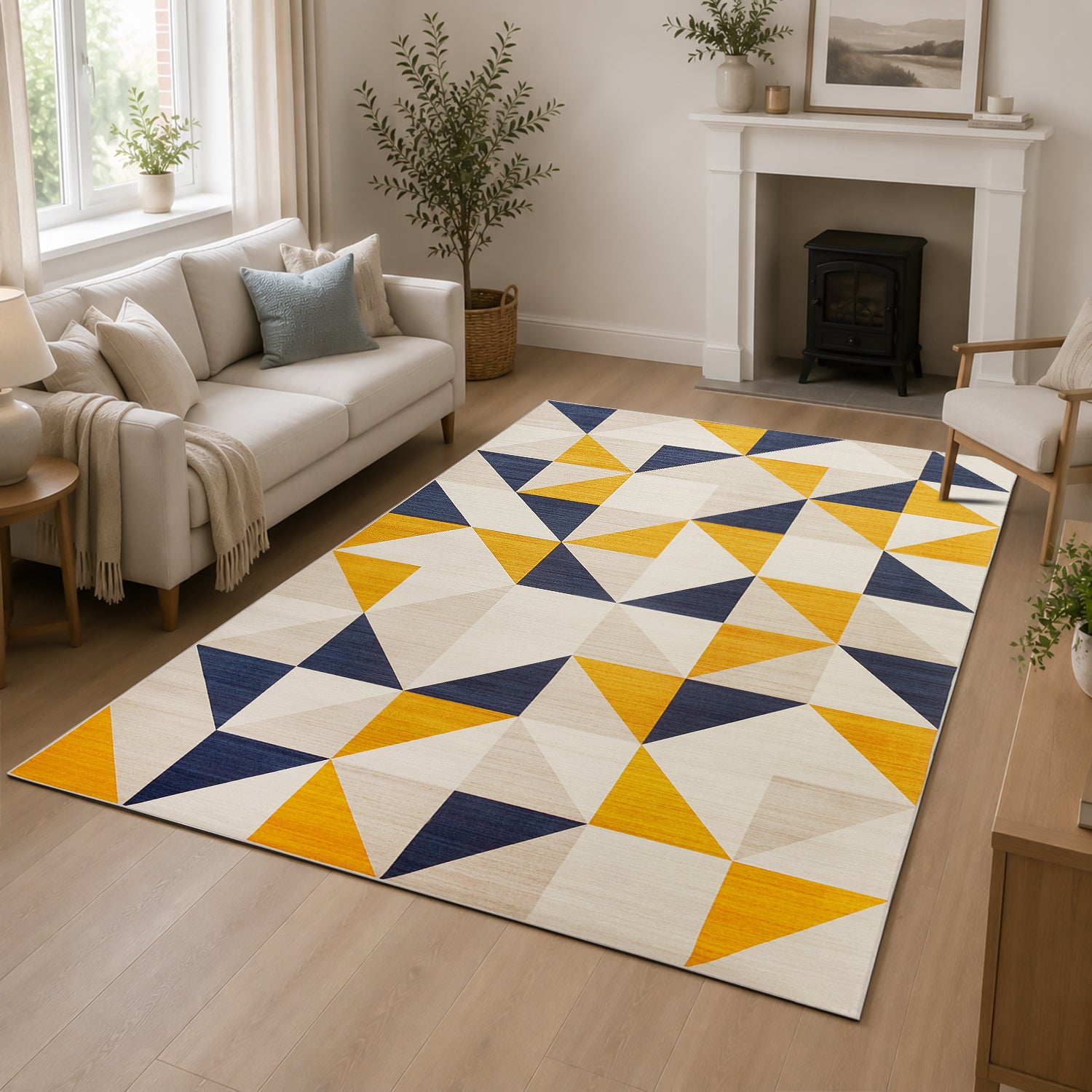 Triangle Pattern Geometric Rug for Living Room