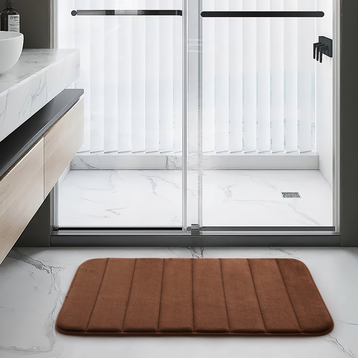 brown bath mat