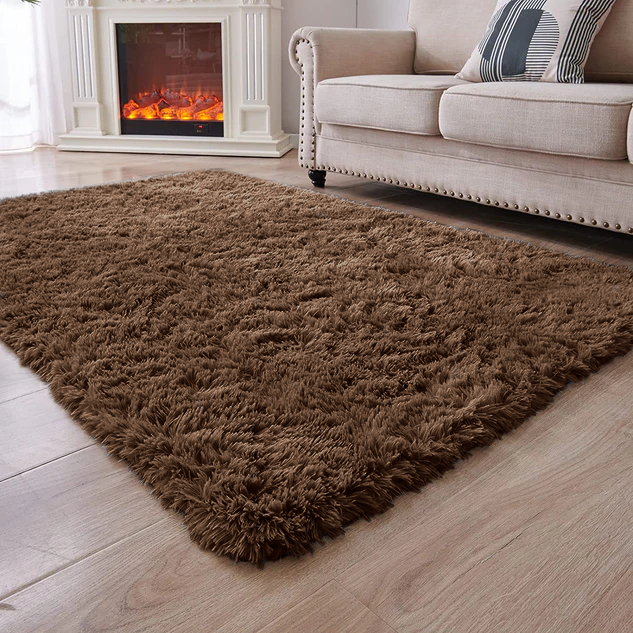 Large Brown Rug Soft Deep Pile
