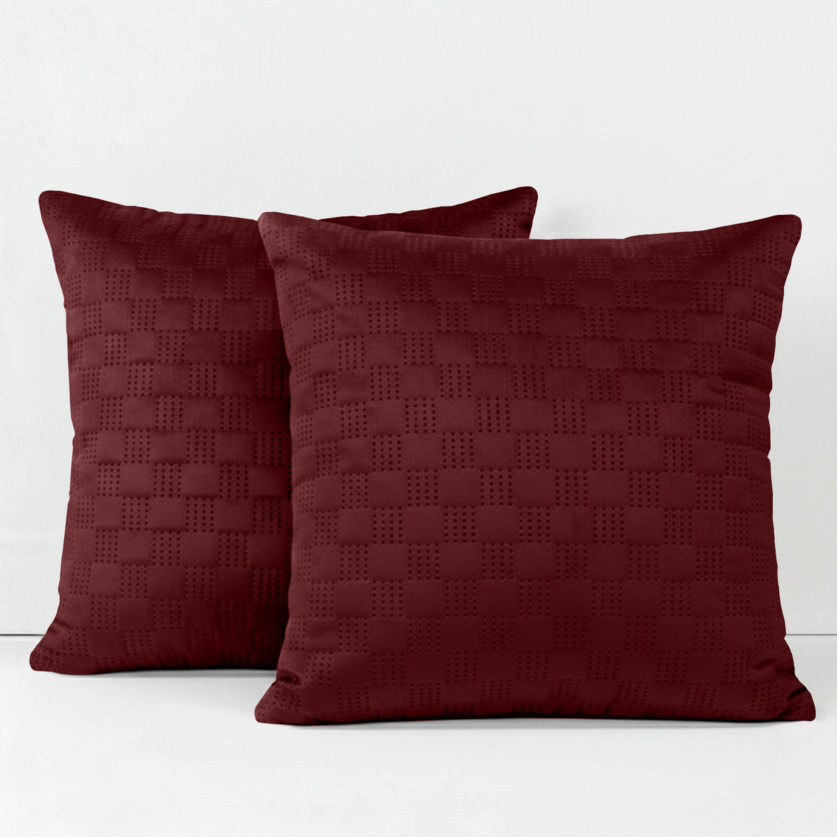 Pack Of 2 Square Velvet Cushion Cover Check Pattern
