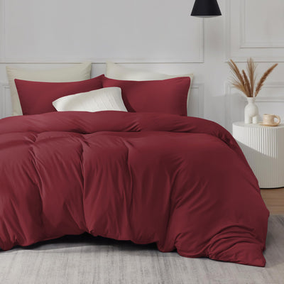 Plain Dyed Red Duvet Cover Set