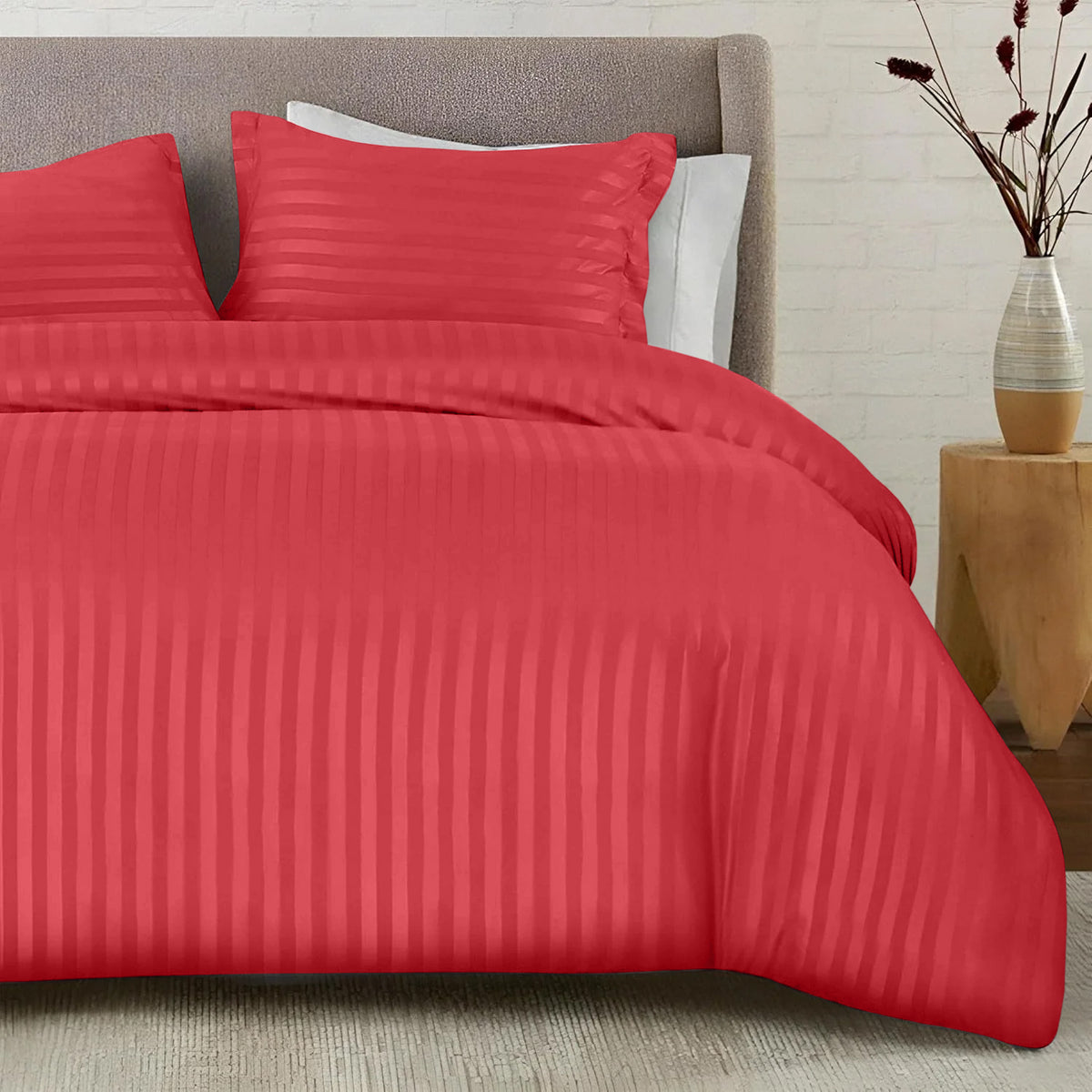 4 Piece Striped Duvet Cover Complete Bedding Set