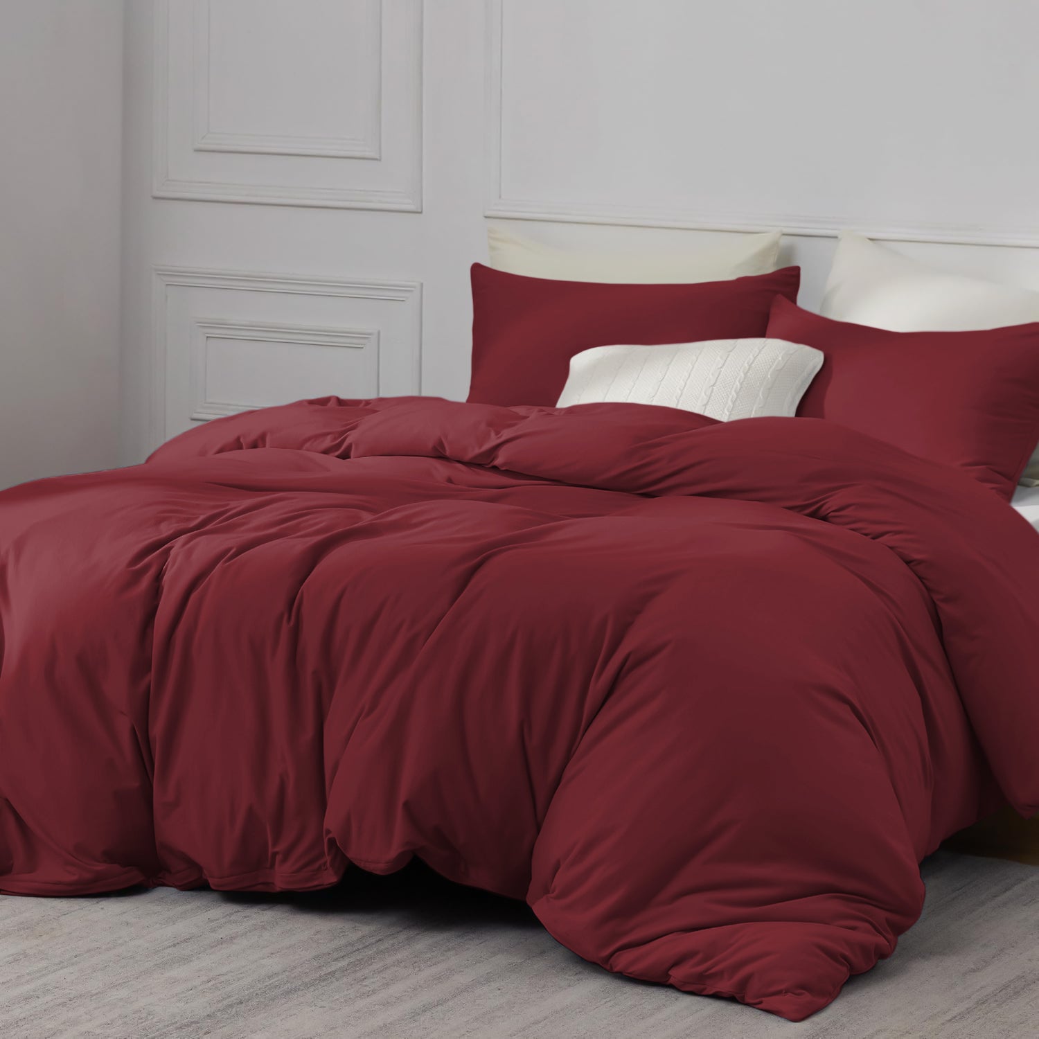 Plain Dyed Red Duvet Cover Set