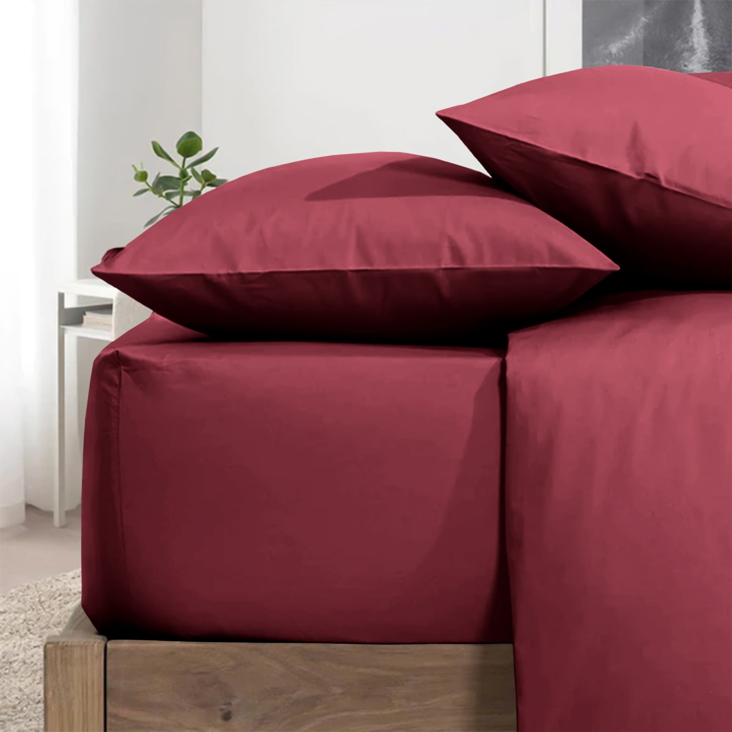 Burgundy Pillowcases Plain Dye Pair