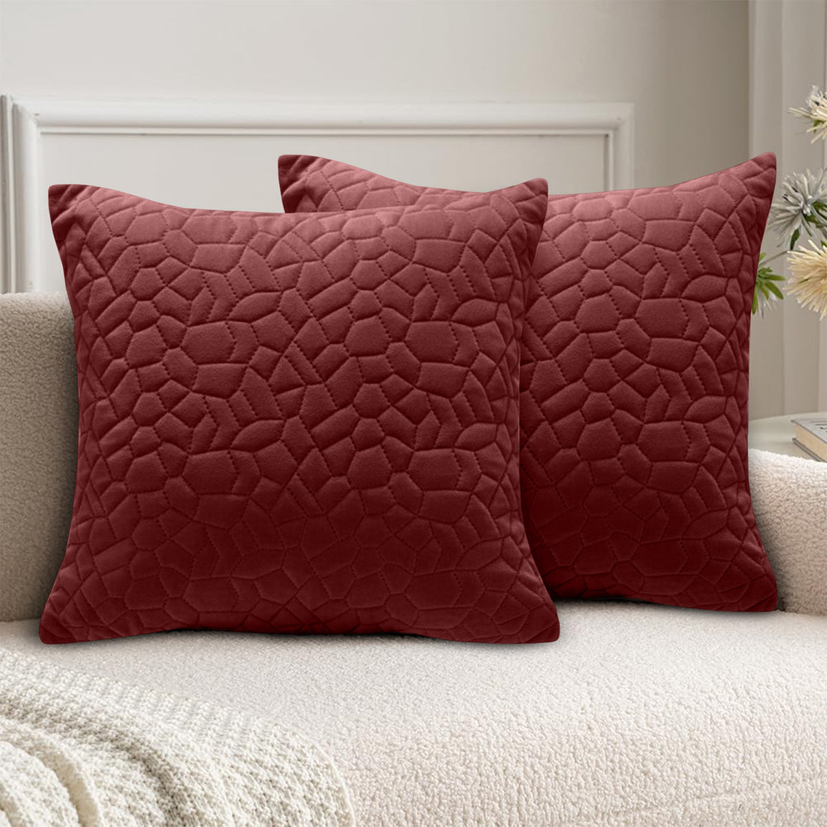18x18 Pack Of 2 Velvet Cushion Cover Pebbles Pattern