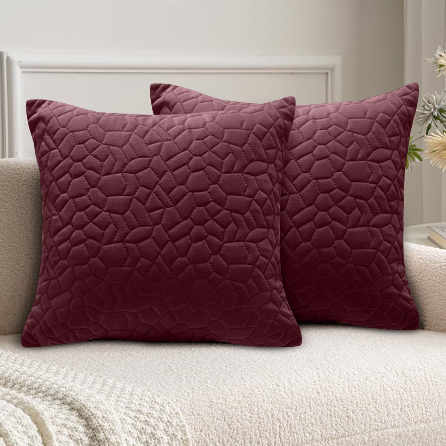 18x18 Pack Of 2 Velvet Cushion Cover Pebbles Pattern