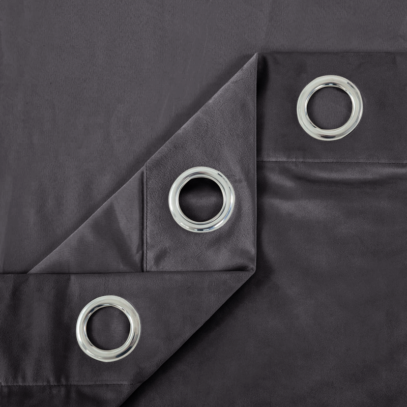 Charcoal Velvet Curtains Eyelet Top Ring Drapes