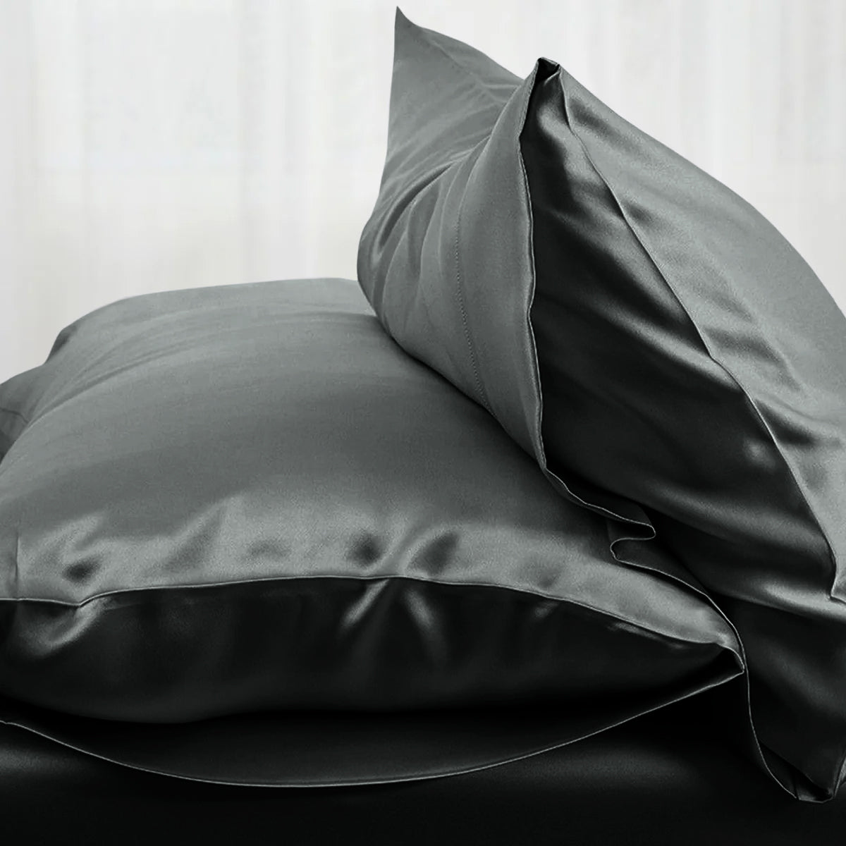 Charcoal silk pillowcases