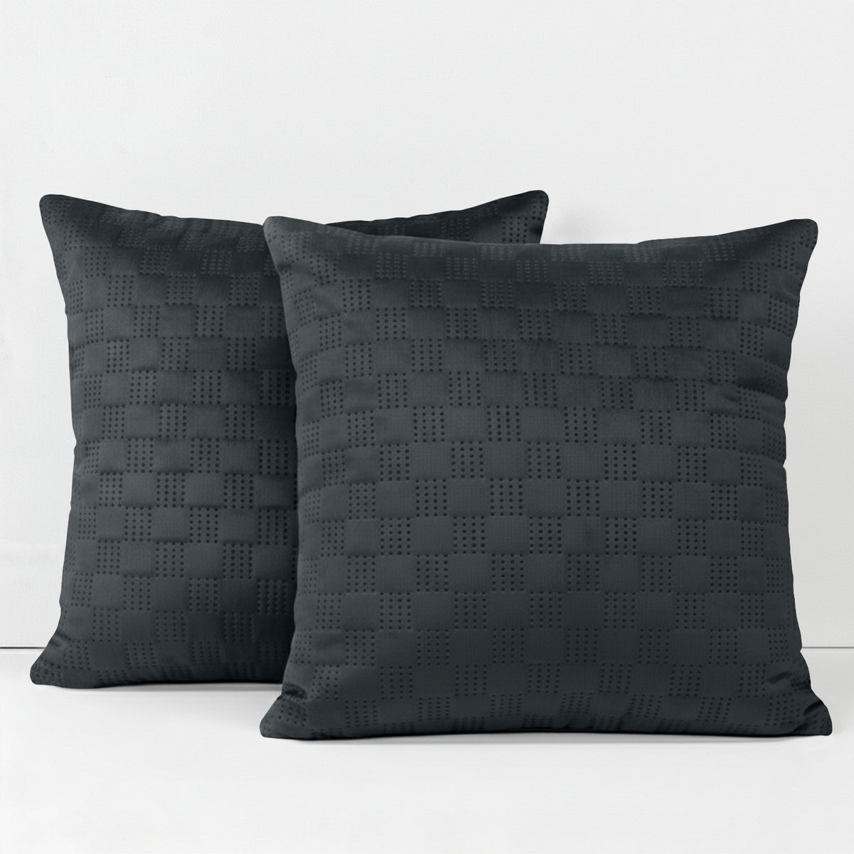 Pack Of 2 Square Velvet Cushion Cover Check Pattern
