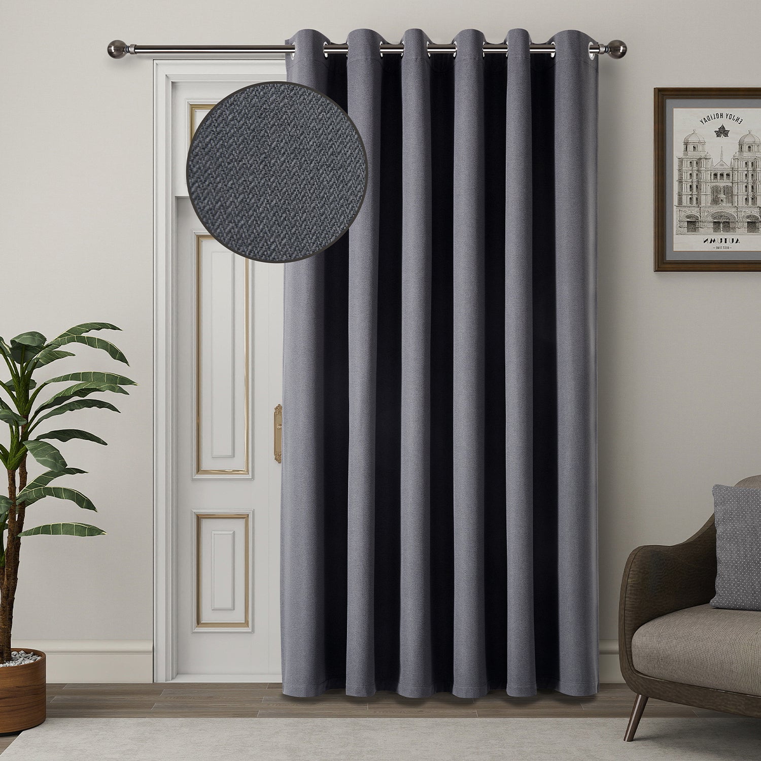 100% Blackout Linen Curtains  Luxury Thermal Eyelet Ready Made