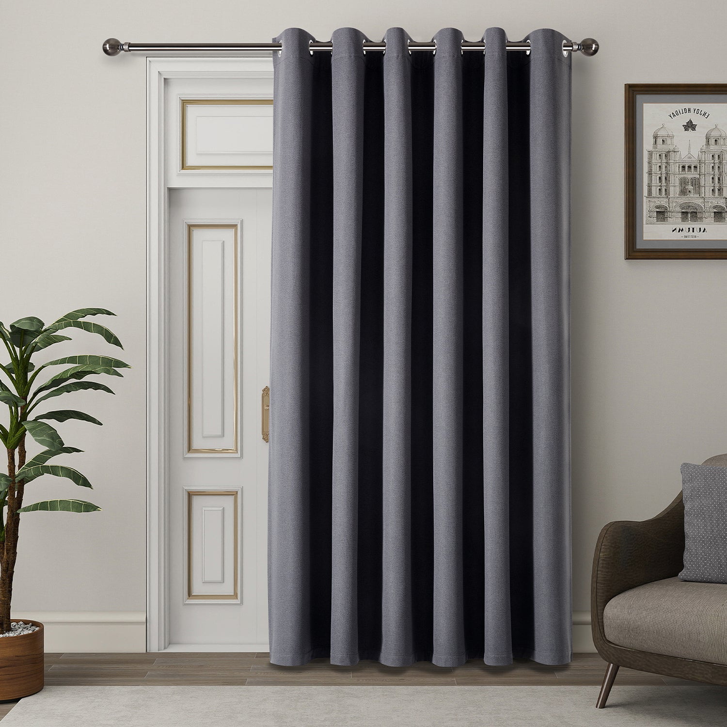 100% Blackout Linen Curtains  Luxury Thermal Eyelet Ready Made