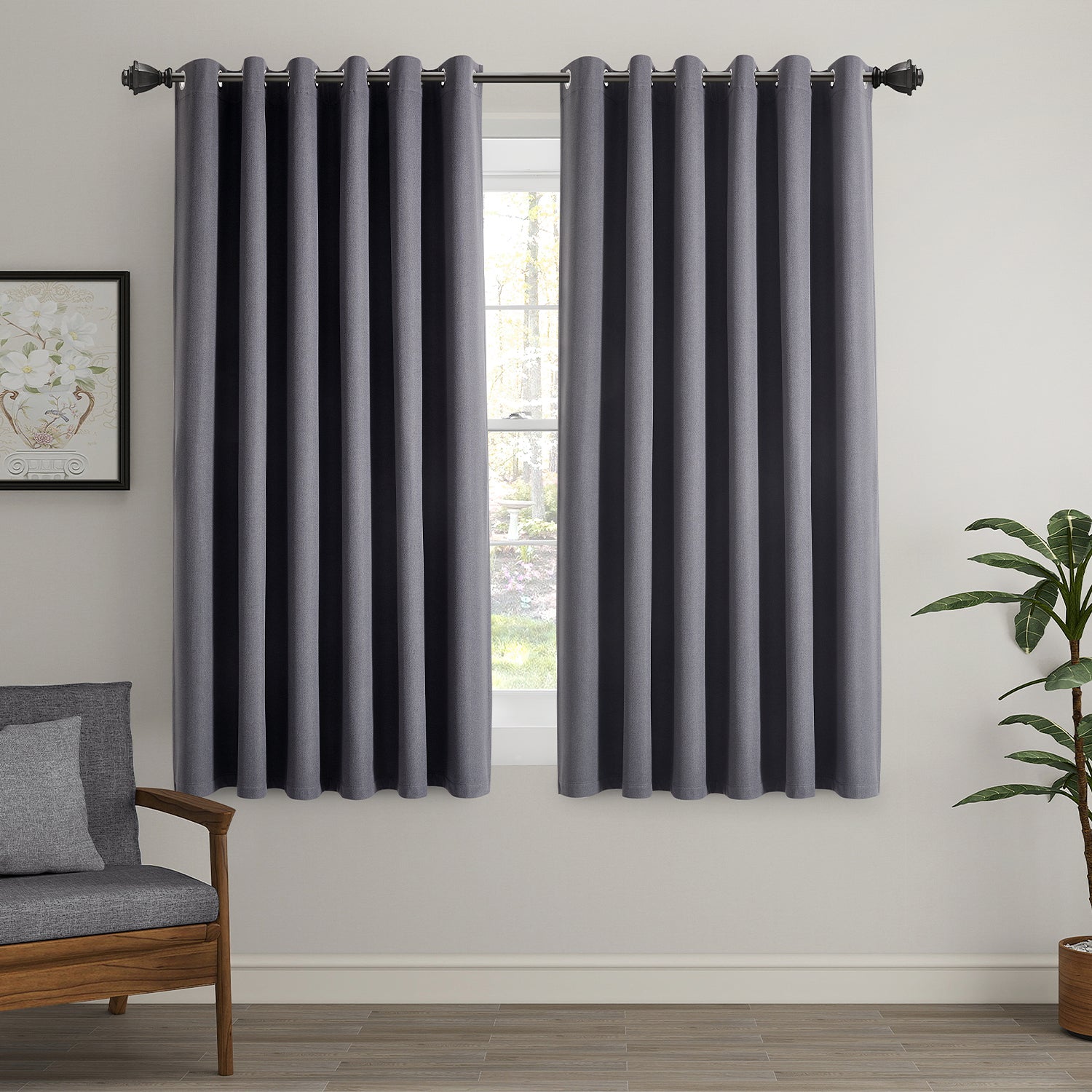 100% Blackout Linen Curtains  Luxury Thermal Eyelet Ready Made