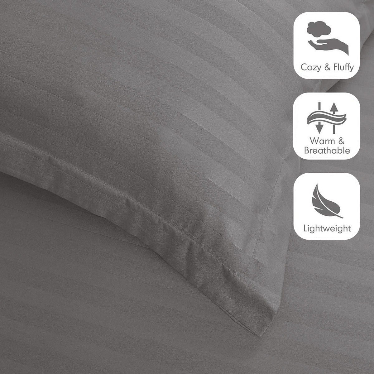 4 Piece Striped Duvet Cover Complete Bedding Set