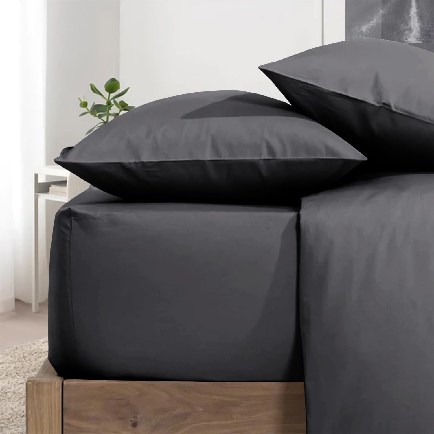 Charcoal Pillowcases Plain Dye Pair