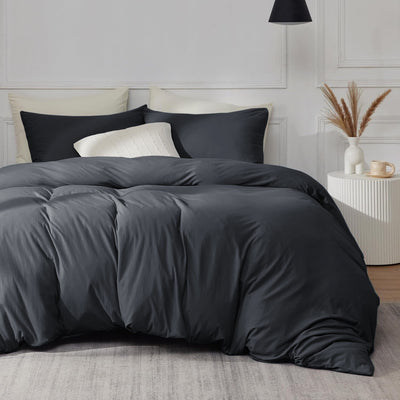 Plain Dyed Soft Touch Charcoal Bedding Set